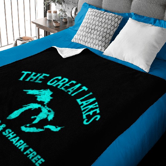 The Great Lakes Unsalted & Shark Free Michigan Gif Baby Blankets