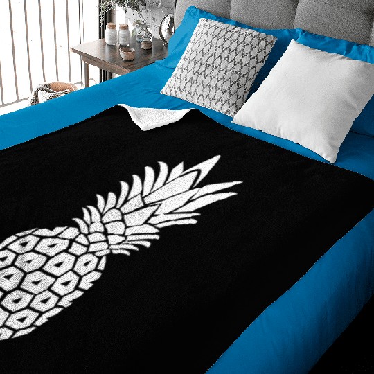 White Pineapple Silhouette Baby Blankets