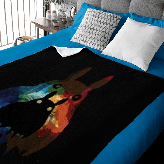 Totoro Watercolor Silhouette Fantasy Fictional Baby Blankets