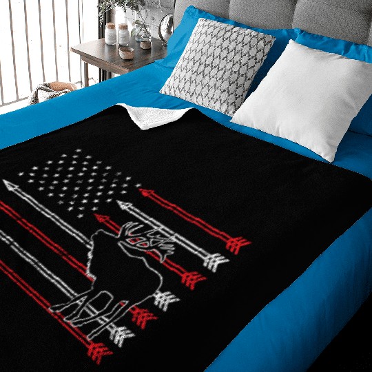 American Flag Elk Hunting Baby Blankets - Crossbow Hunting