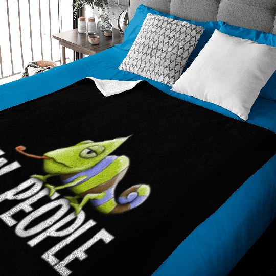 Grumpy Chameleon Lovers Sarcastic Joke Ew People Baby Blankets