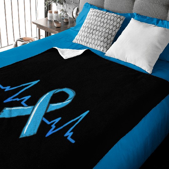 Prostate Cancer Fighter Heartbeat Baby Blankets Blue Ribbon