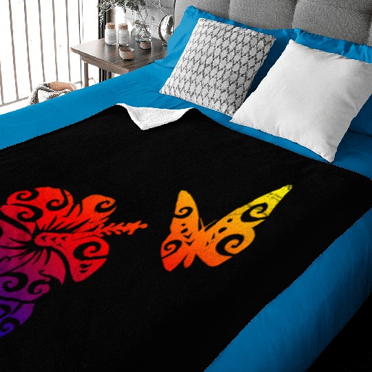 Maori Flower Butterfly Polynesian T Tattoo Baby Blankets