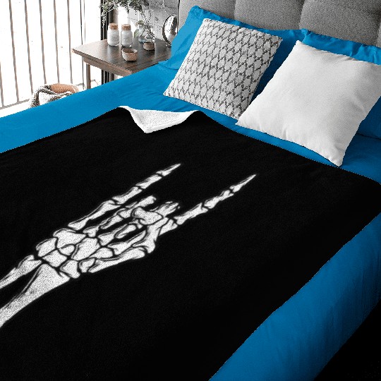 Skeleton Hand Devil Horns Hand Sign Halloween Gift Baby Blankets
