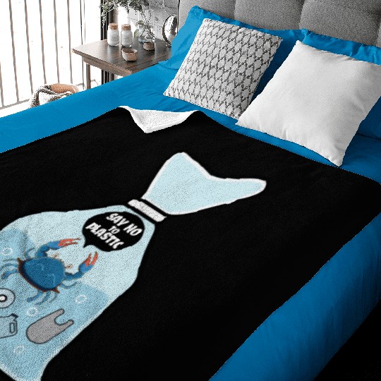 Say No To Plastic Crab Vinyl Best Friend Gift Baby Blankets