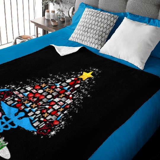 Medical Tools Christmas Tree Funny Nurse Christmas Baby Blankets