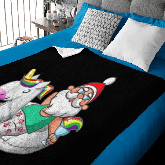 Christmas in July Santa Hawaiian Unicorn Swim Baby Blankets