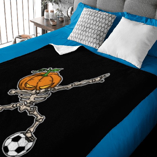 Funny Dabbing Pumpkin Head Soccer Gift Idea Baby Blankets