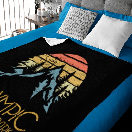 Retro Olympic National Park Washington Mountains S Baby Blankets