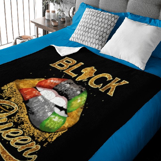 Black queen lips Baby Blankets