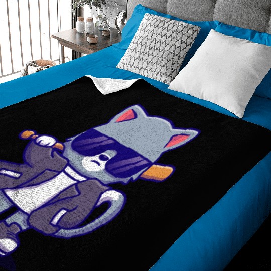 Cat Sun Glasses Bat Baby Blankets