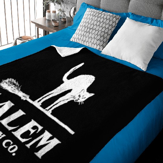 Salem Broom Co Company Halloween Black Cat Witch A Baby Blankets