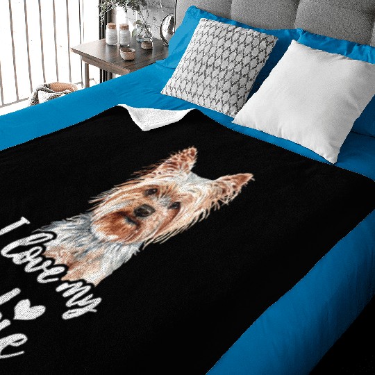 Yorkshire Terrier I Love My Yorkie funny saying Baby Blankets