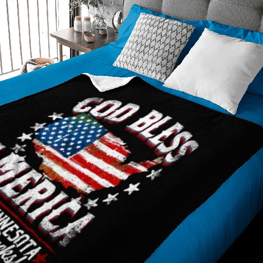 GOD BLESS AMERICA Except Minnesota Sucks Funny Ba Baby Blankets