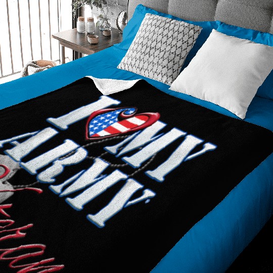 I Love My Army Veteran Patriotic Men Women Baby Blankets