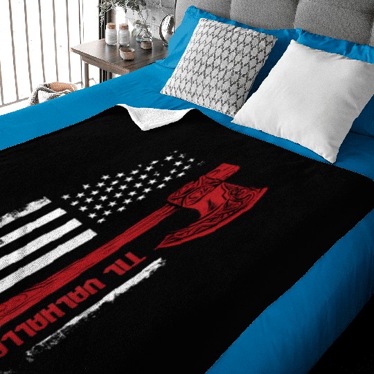Viking Axe Flag Til Valhalla Norse Mythology Baby Blankets