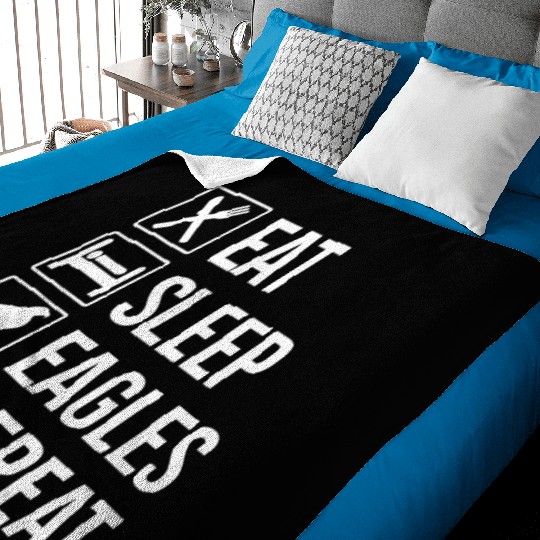 Eat Sleep Eagles Repeat Funny Bald Eagle Baby Blankets