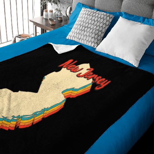 New Jersey Map Outline Vintage Retro Nj Home State Baby Blankets