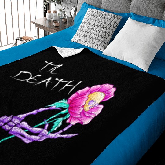 Til Death Valentine Skeleton Hand Skull Flower Baby Blankets