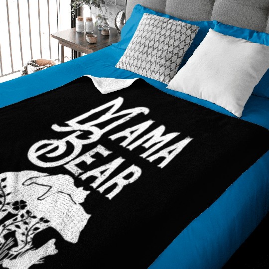 Mama Bear Mom Bear 3 cubs Momma Bear Momlife Baby Blankets