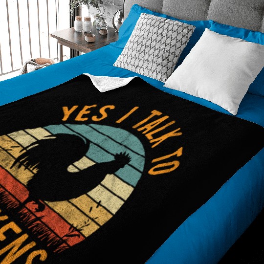 Yes I Talk To Chickens Funny Chicken Farm Farmer Baby Blankets