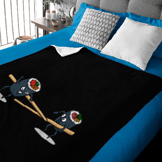 Japanese Cuisine Rice Sushi Meal Sticks Baby Blankets