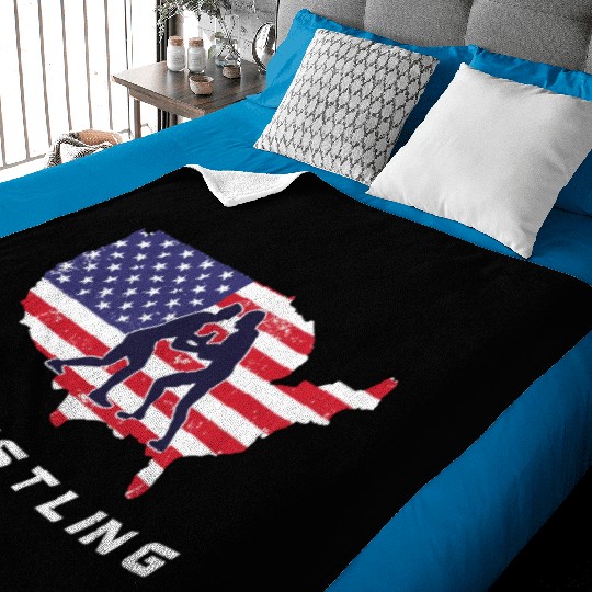 Wrestling USA Fight Wrestler Sport Strength Gift Baby Blankets