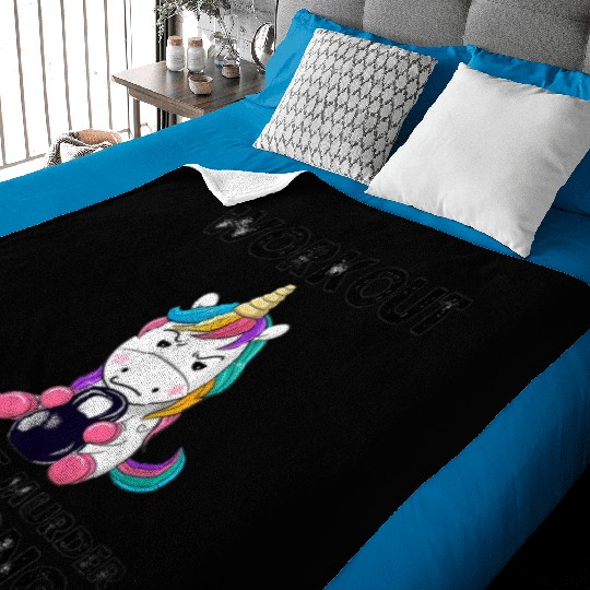 Workout Because Murder Is Wrong Funny Unicorn Gym Baby Blankets