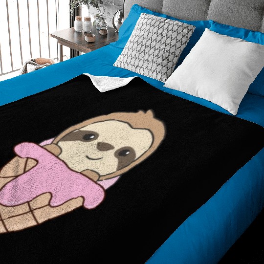 Sloth Pink Ice Cream Waffle Cute Animals For Kids Baby Blankets