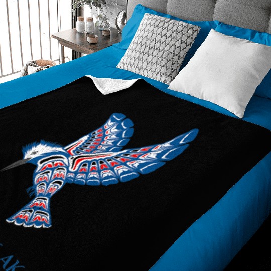 Native American Utqiagvik Kingfisher Bird Alaska Baby Blankets