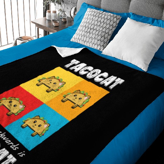 Funny Taco Cat Tacocat Spelled Backwards Palindrom Baby Blankets