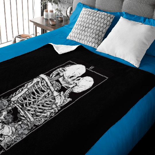 Tarot Card Kissing Skeleton Love Skull Bones Baby Blankets