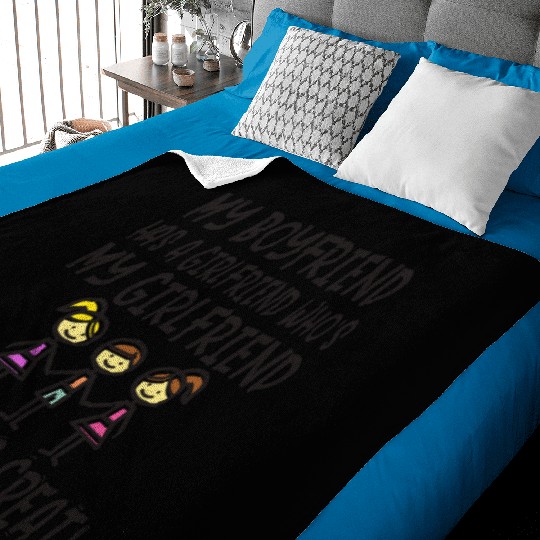 Threesome Funny Throuple Polyamory Love Polygamy Baby Blankets