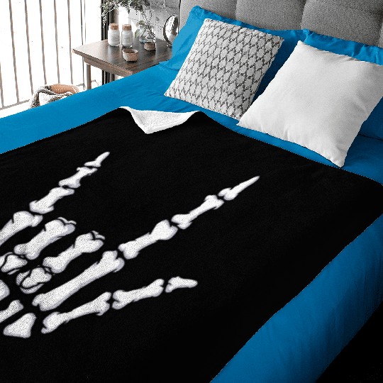 I Love You Sign Language Gift Skeleton Hand Hallow Baby Blankets