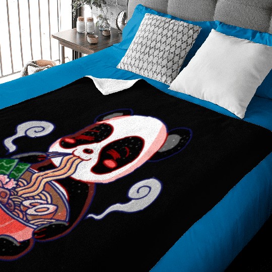 Cute kawaii panda loves ramen Baby Blankets