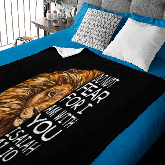 Christian Religious Bible Verse Sayings Lion Fear Baby Blankets