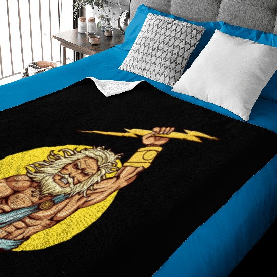 Comic - God Zeus Lightning - bright Baby Blankets