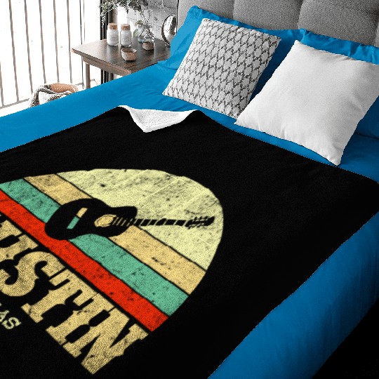 Retro Austin Texas Guitar Vintage Lone Star State Baby Blankets