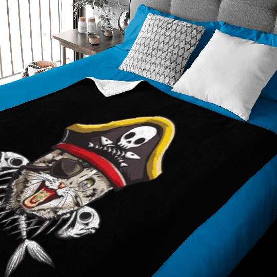 Cat Pirate Jolly Roger Flag Skull Crossbones Capta Baby Blankets