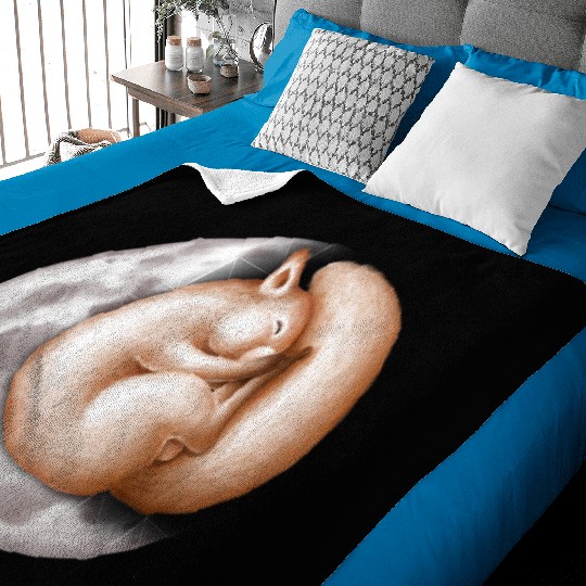 Cute sleeping squirrel on the moon. Baby Blankets