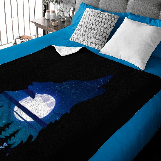 Howling wolf full moon forest howling wild Baby Blankets
