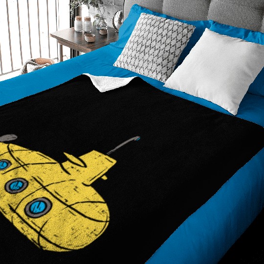 Us Navy Yellow Cartoon Submarine Cute Submariner B Baby Blankets