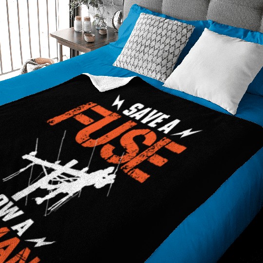 Save A Fuse Blow A Lineman Electrical Electric Baby Blankets