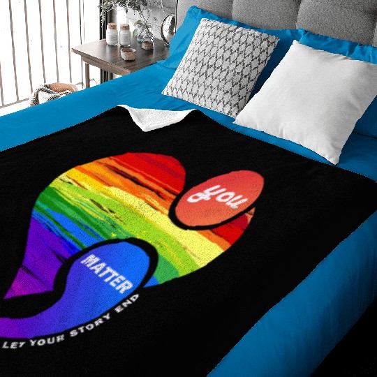 Rainbow Heart Semicolon You Matter Baby Blankets