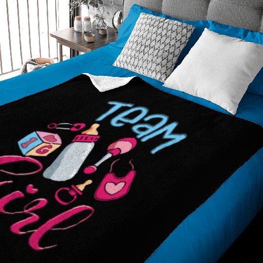 Cute Team Girl, Gender Reveal, It's A Baby Girl Baby Blankets