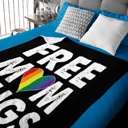 Free Mom Hugs Pride LGBTQ Rainbow Heart Baby Blankets