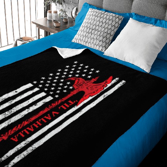 Veteran Gift-American Flag Viking Axe Til Valhalla Baby Blankets