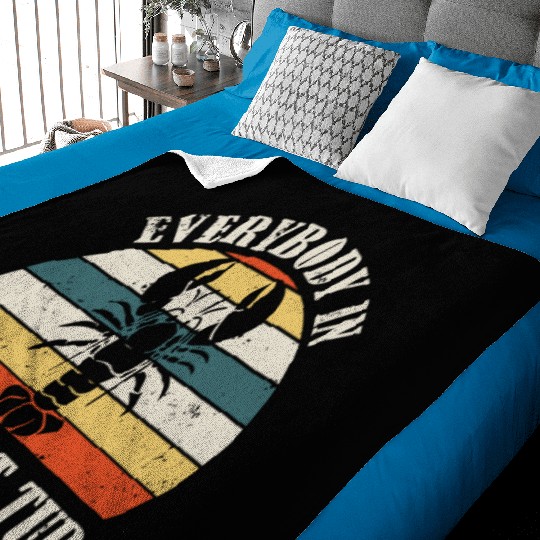 Retro Everybody In The Hot Tub Funny Lobster Lover Baby Blankets