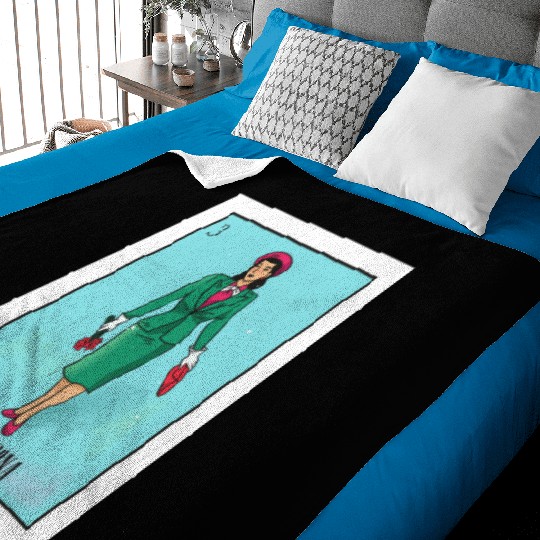 La Chingona The Bad Ass Woman Card Mexican Lottery Baby Blankets