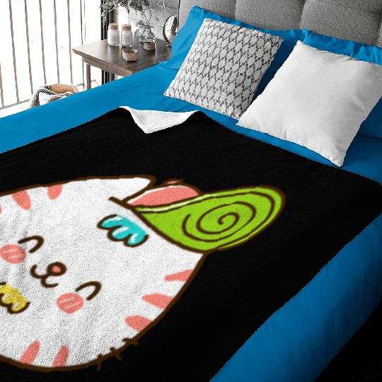 Kawaii Cat Head Smiling Baby Blankets